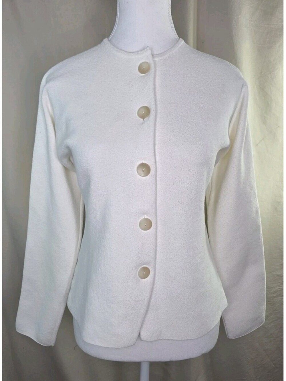 COS Sculptural Cardigan S Ivory Cotton Knit Buttons NWT $139